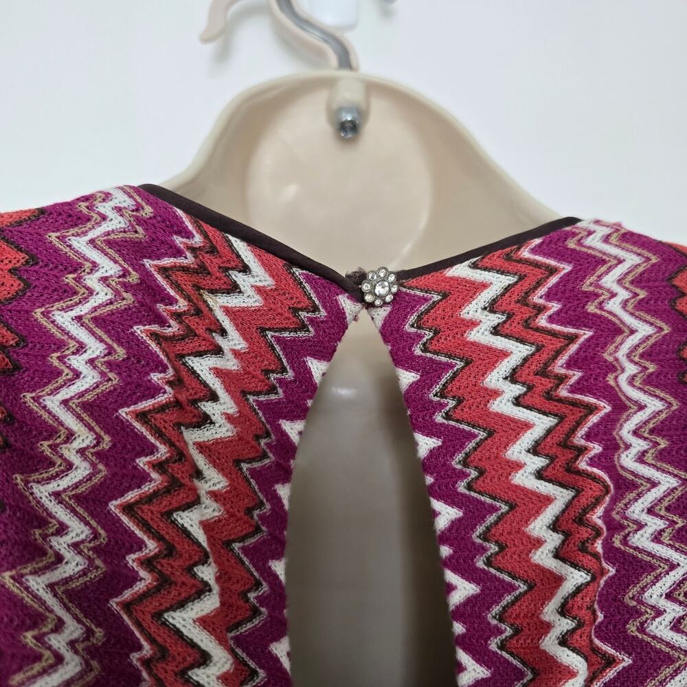 Vintage Kay Unger New York Pink Chevron Knit Midi Dress Size 2 Retro Y2K - Picture 4 of 9